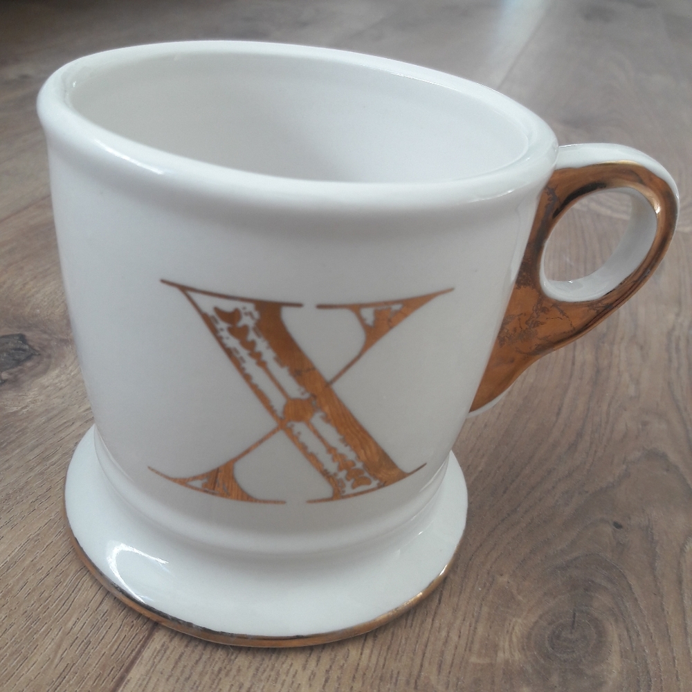 Anthropologie Gold X Monogram Mug